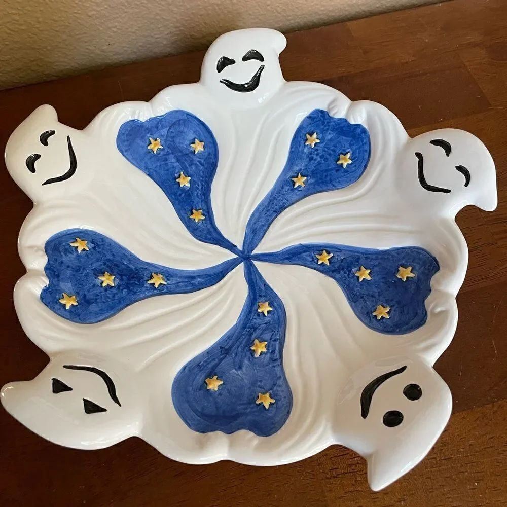 Pacific Rim Hand Painted Ghost Stars Plate Vintage HTF! - Picture 3 of 11